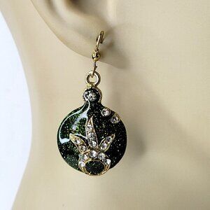 Green and Silver Small Round Earrings